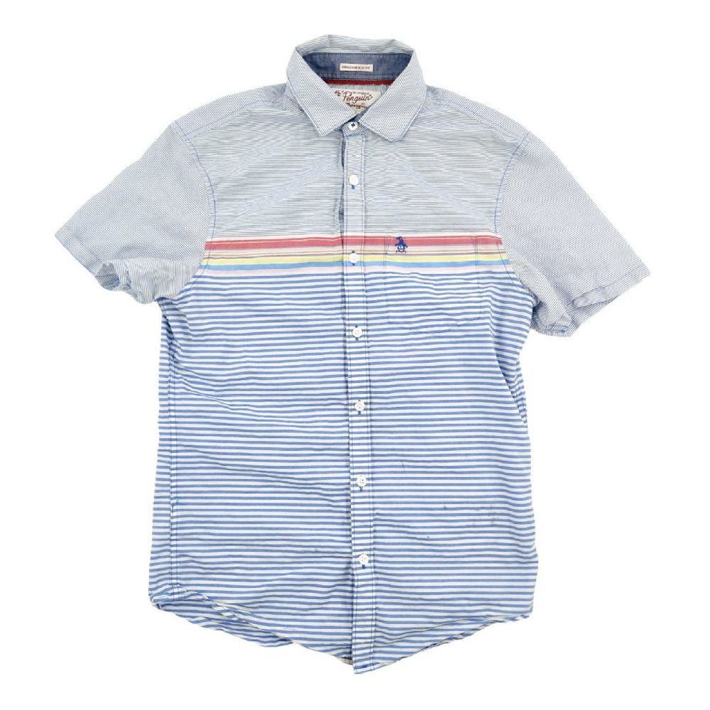 Original Penguin Button Shirt Men Small Blue Slim